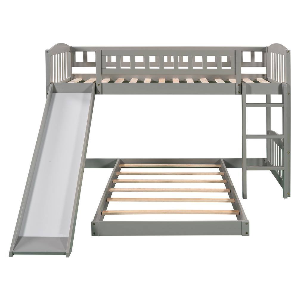 ANBAZAR Twin Bunk Beds with Slide for Kids, Low Profile Bunk Beds with