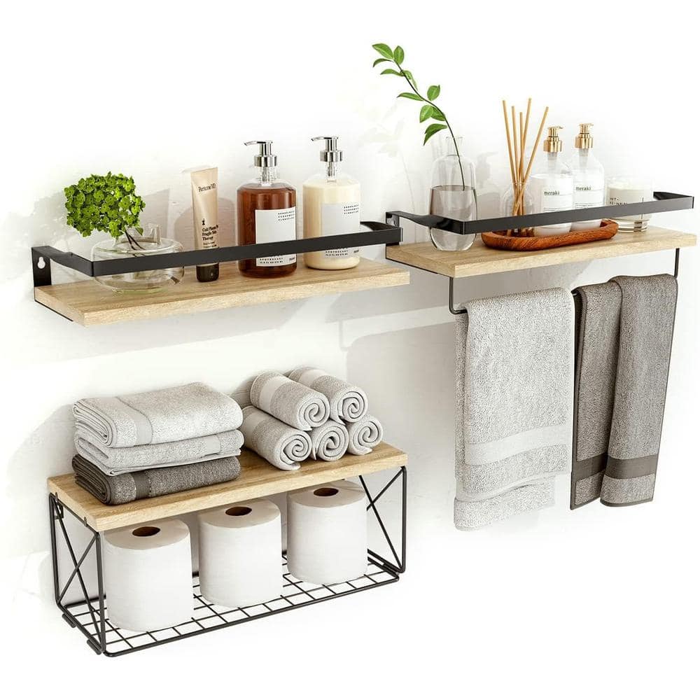 6 in. W x 16 in. D Brown Decorative Wall Shelf, Wall Mounted Floating Shelv