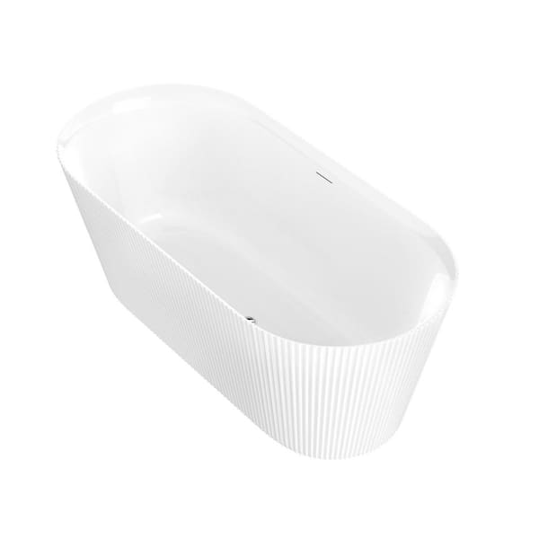 Bailey Series 58.9 in. x 29.1 in. Soaking Bathtub with Center Drain in White