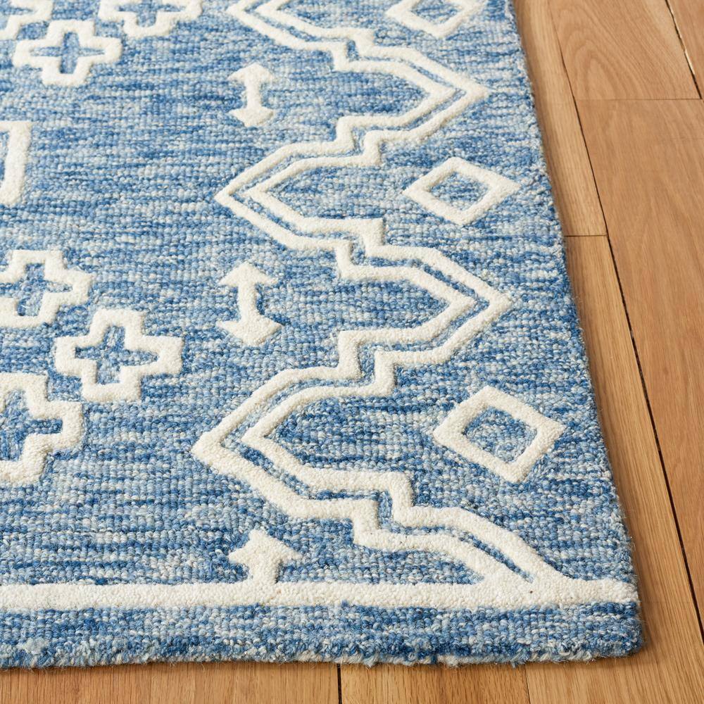 Handmade Blue Wool Abstract Tufted Rectangular Rug 5x8 Feet