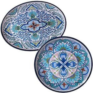 Talavera 2-Piece Blue Platter Set