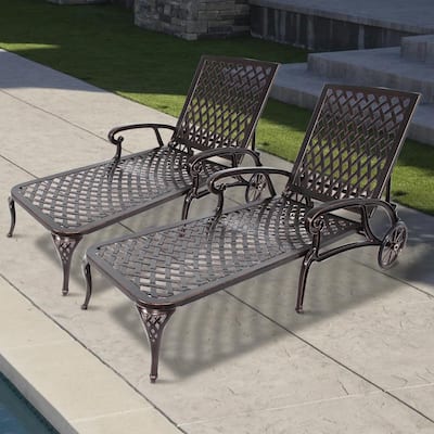 Wheels Metal Outdoor Chaise Lounges Patio Chairs The Home Depot