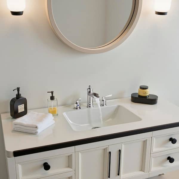 8 in. Widespread Double-Handle Bathroom Faucet with Pop-Up Drain 3-Hole Vanity Sink Faucet Spout in Brushed Nickel