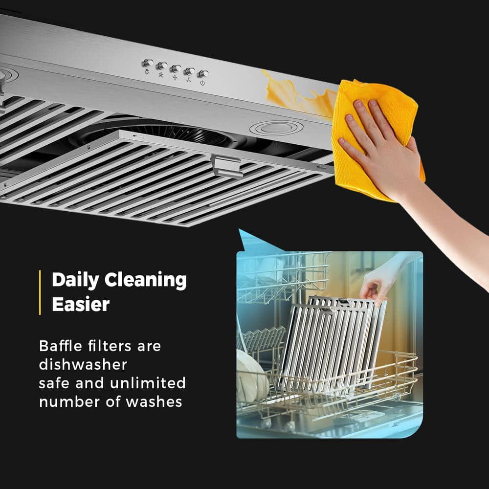 30-Inch Stainless Steel Under Cabinet Range Hood with LED Lights