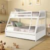 Harper & Bright Designs White Solid Wood Twin Over Full Bunk Bed With 2 ...