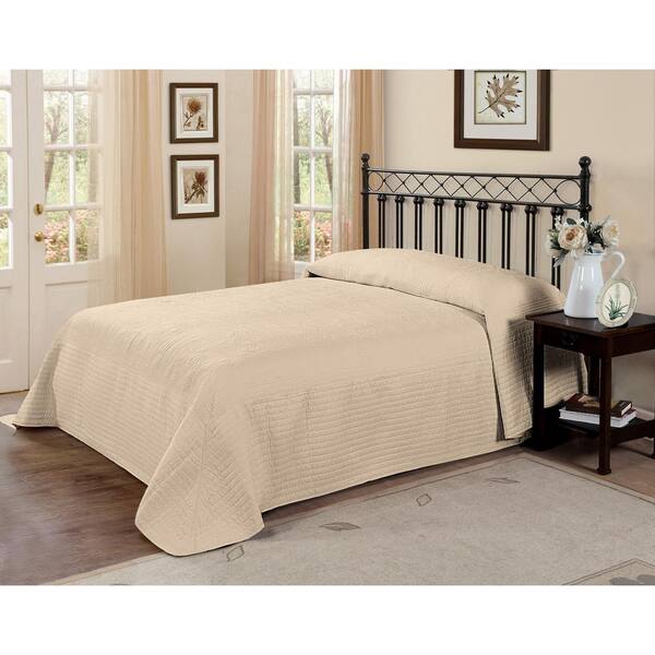 American Traditions French Tile Cream Solid Full Coverlet