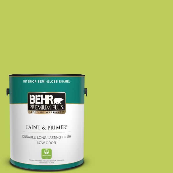 BEHR PREMIUM PLUS 1 gal. #410B-5 Hidden Meadow Semi-Gloss Enamel Low Odor Interior Paint & Primer