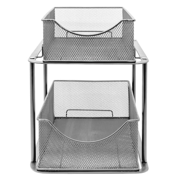 NEX™ Silver 2-Tier Sliding Basket Drawer Organizer