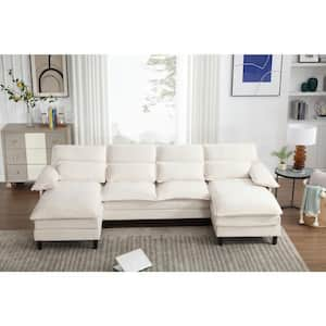 115 in. Wide Pillow Top Arm Creative Polyester U-Shaped Modern Modular Sectional Sofa in Beige