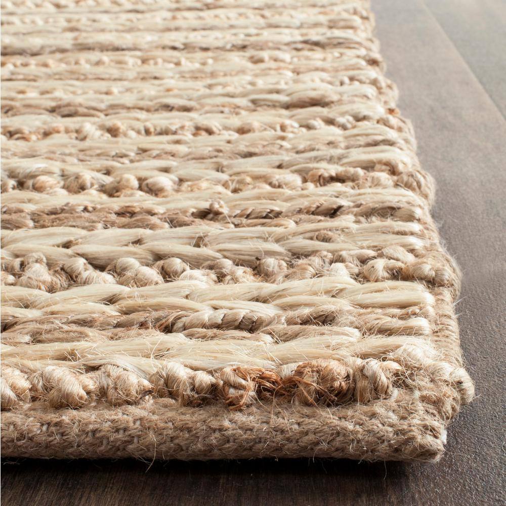 Handmade Natural Fiber Red Stripe Non-slip Area Rug 5' x 8'