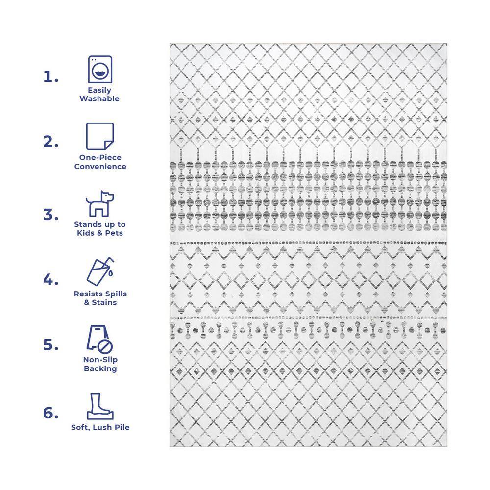 Eco-Friendly Gray Synthetic 8' x 10' Easy-Care Area Rug