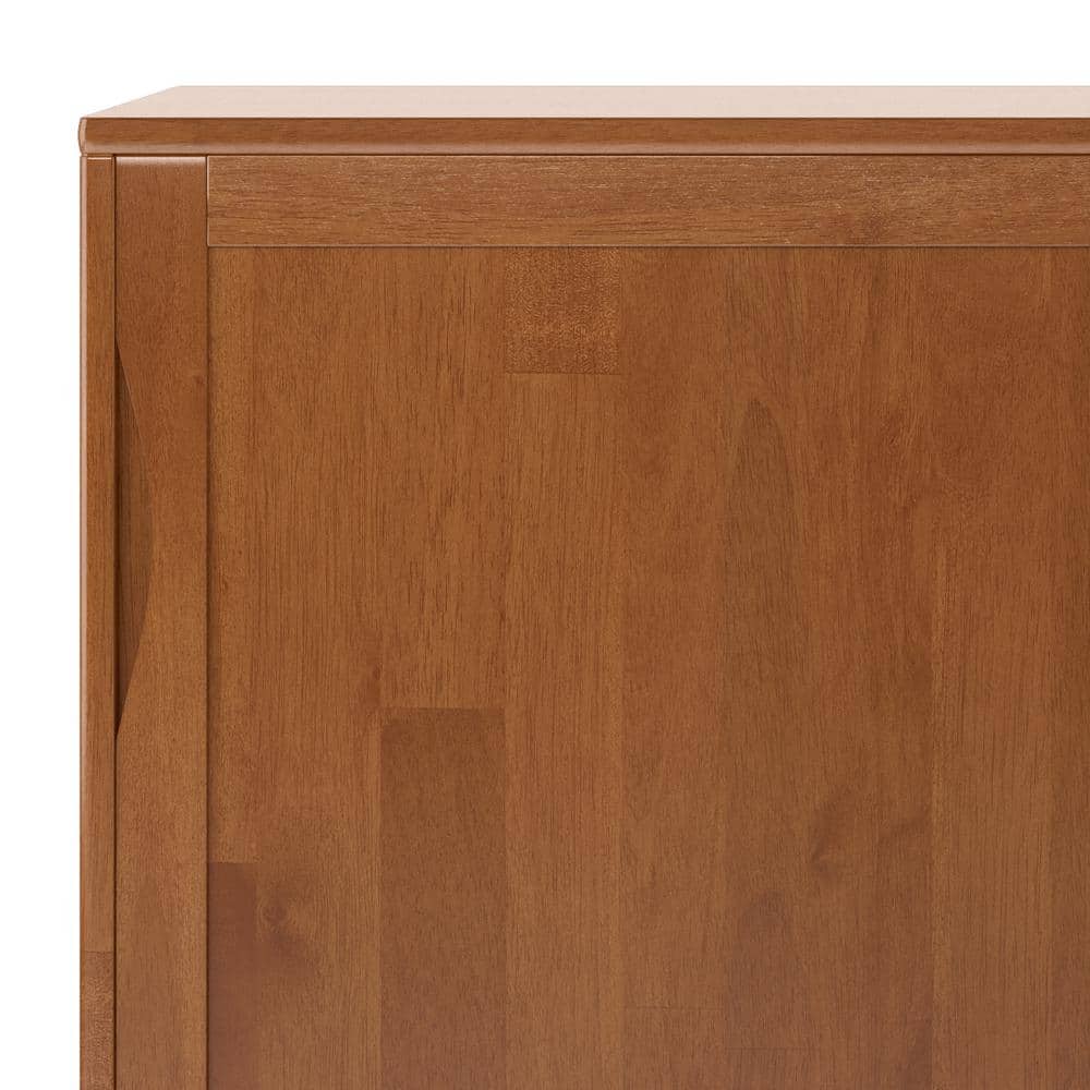 Simpli Home Harper 48"W Solid Wood 2-Shelf Contemporary Medium Storage Cabinet with 3 Drawers