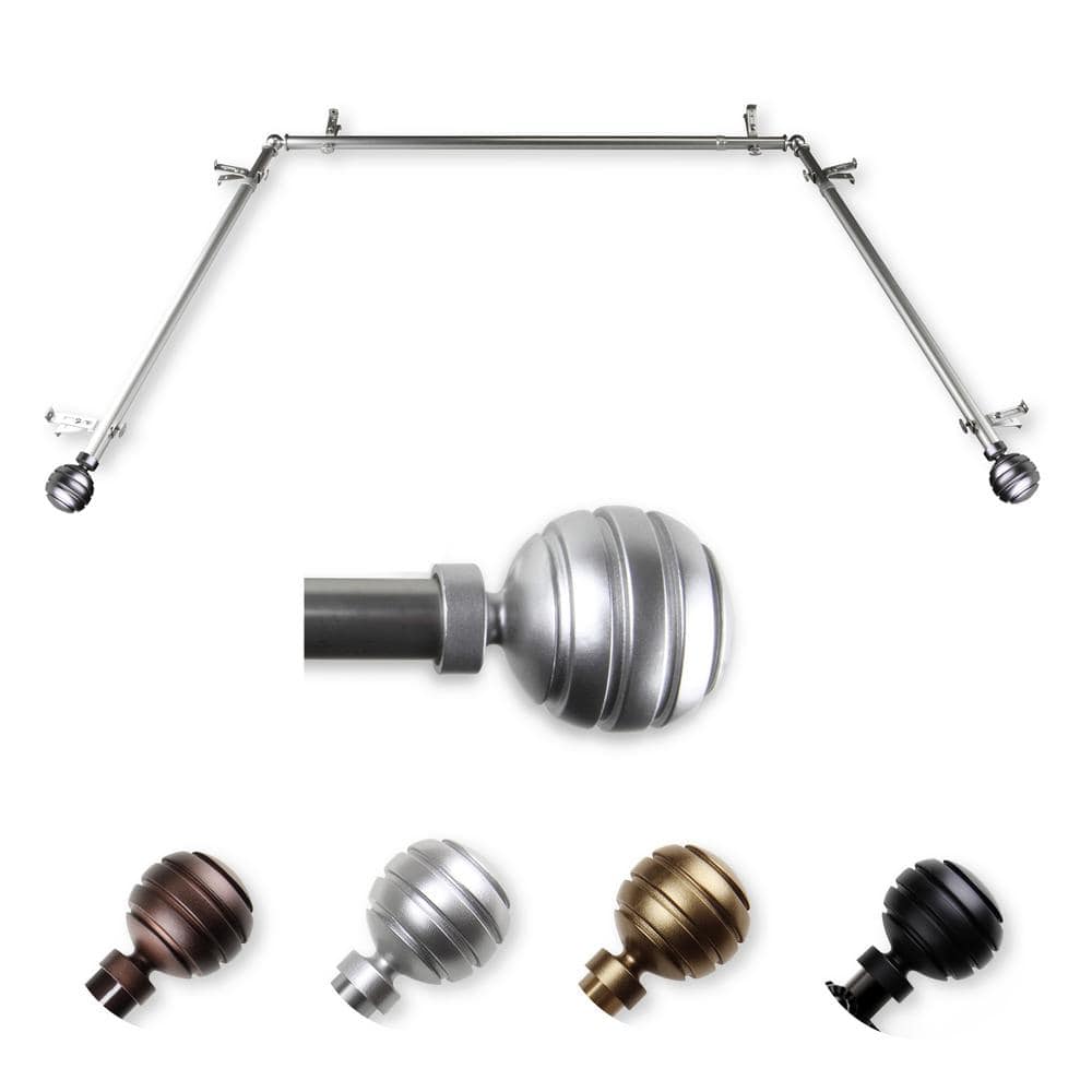 "13/16"" Dia Adjustable 20""-36"", 38""-72"" Bay Window Curtain Rod with Ysabel Finials in Satin Nickel" price history on PriceWatchPro