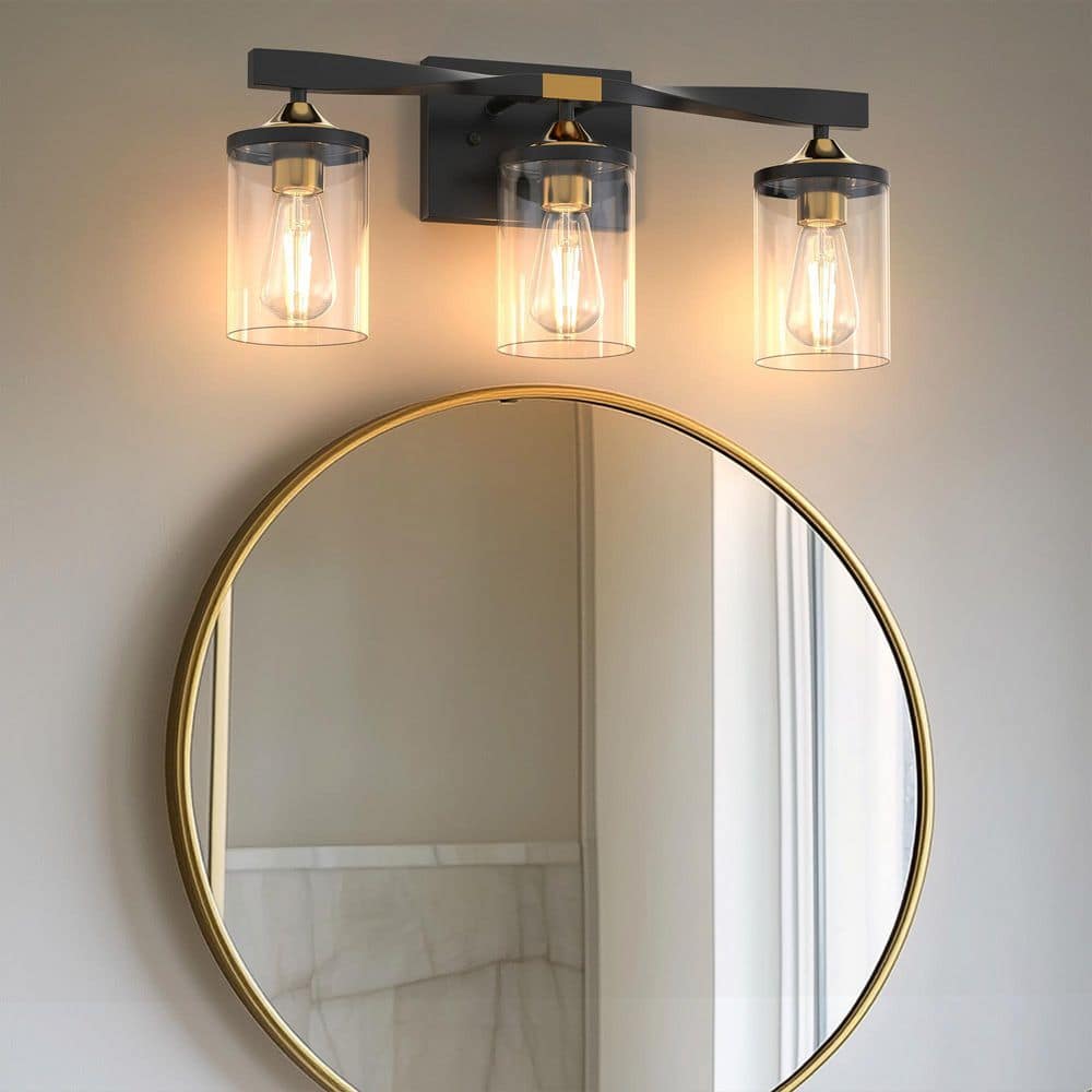 20 in. 3-Light Black and Gold Bathroom Vanity Light for Bathroom, Hallway, Bedroom price history on PriceWatchPro