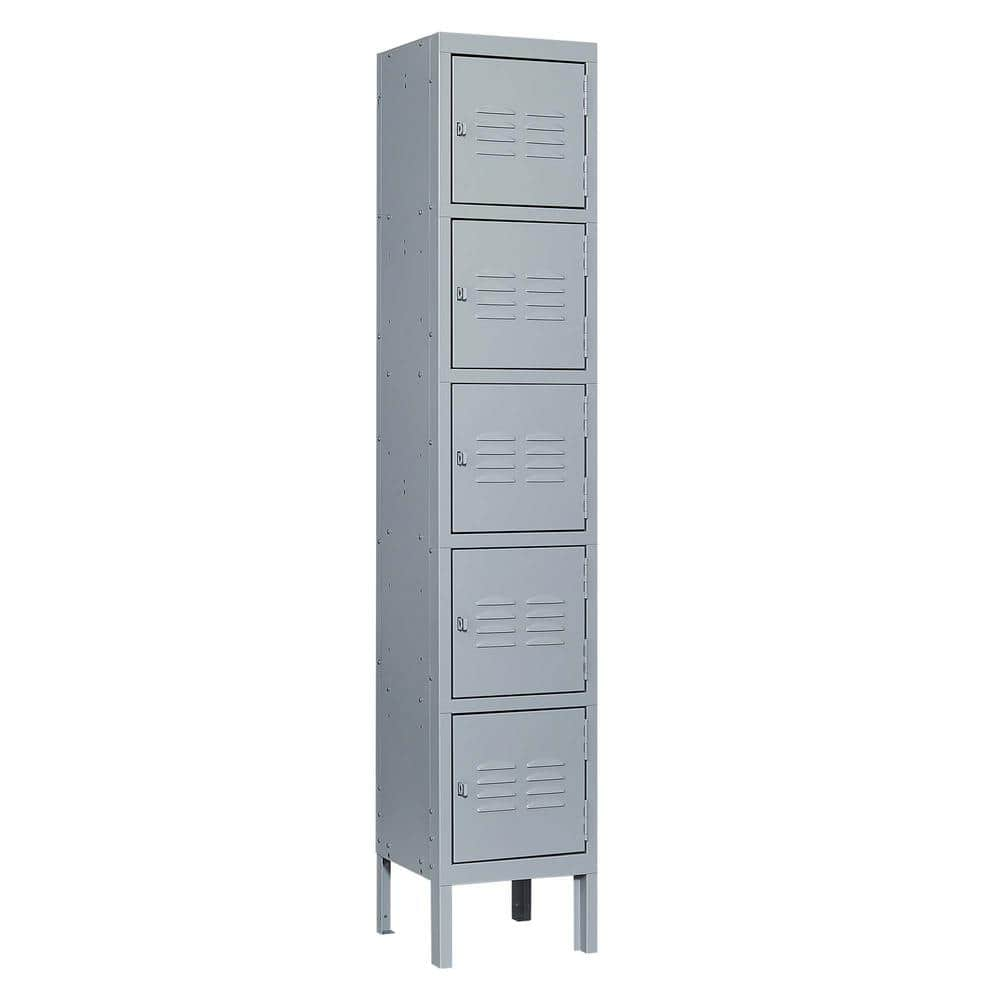 Tidoin 5-Tier 65.98 in. H Gray Steel File Cabinet Locker with 5 Door Db ...