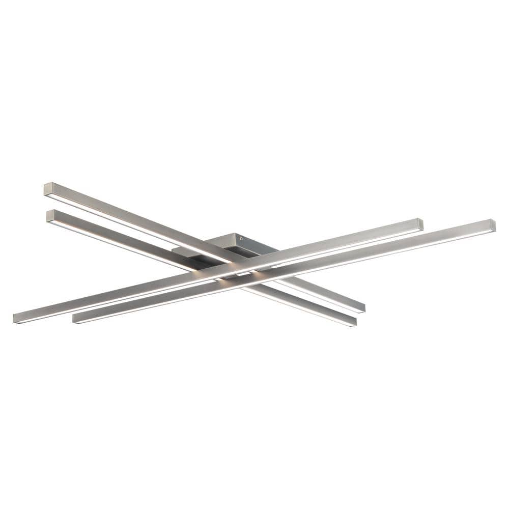 Parallax Brushed Nickel LED Flush Mount with White Polycarbonate Shade
