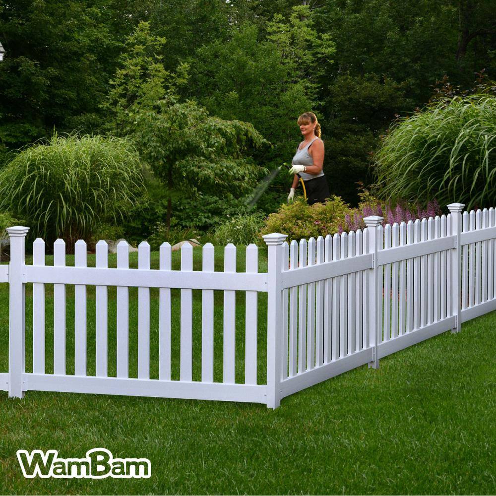 3ft H x 6ft W White Vinyl No Dig Picket Fence Panel