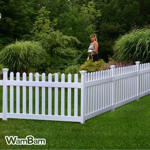 3 ft. x 6 ft. Newport Picket Fence W/Post and No-Dig Steel Pipe Anchor Kit