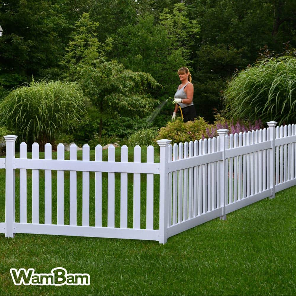 3ft H x 6ft W White Vinyl No Dig Picket Fence Panel