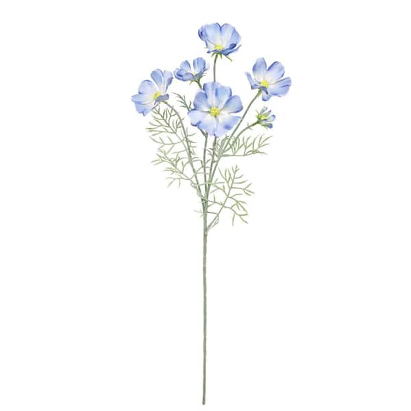 24 in. Blue Artificial Cosmos Flower Stem Spray (Set of 6)