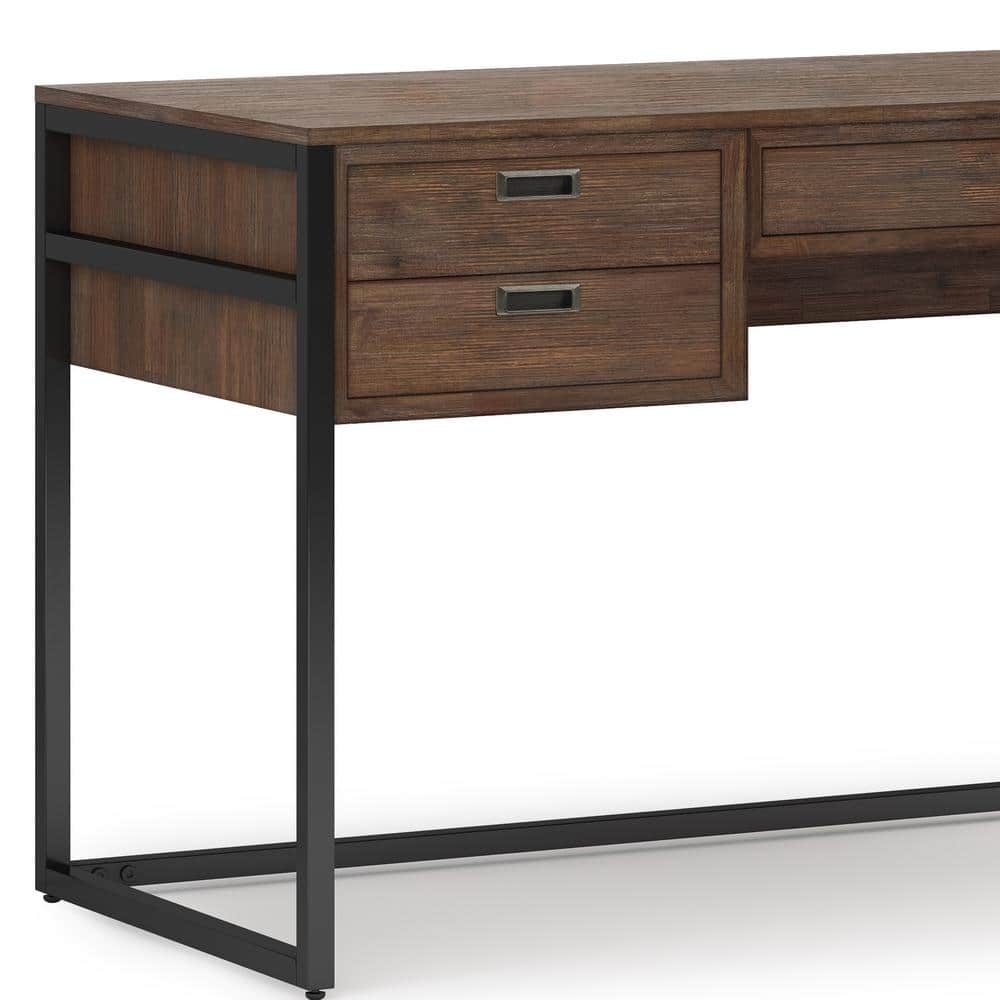 Richmond Rustic Natural Brown Acacia 60" Industrial Desk with Keyboard Tray