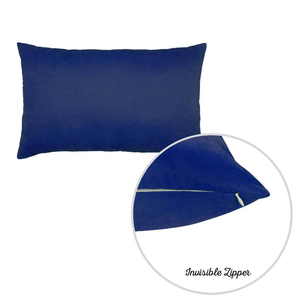 Navy Blue Polyester Lumbar Pillow Cover Set of 4