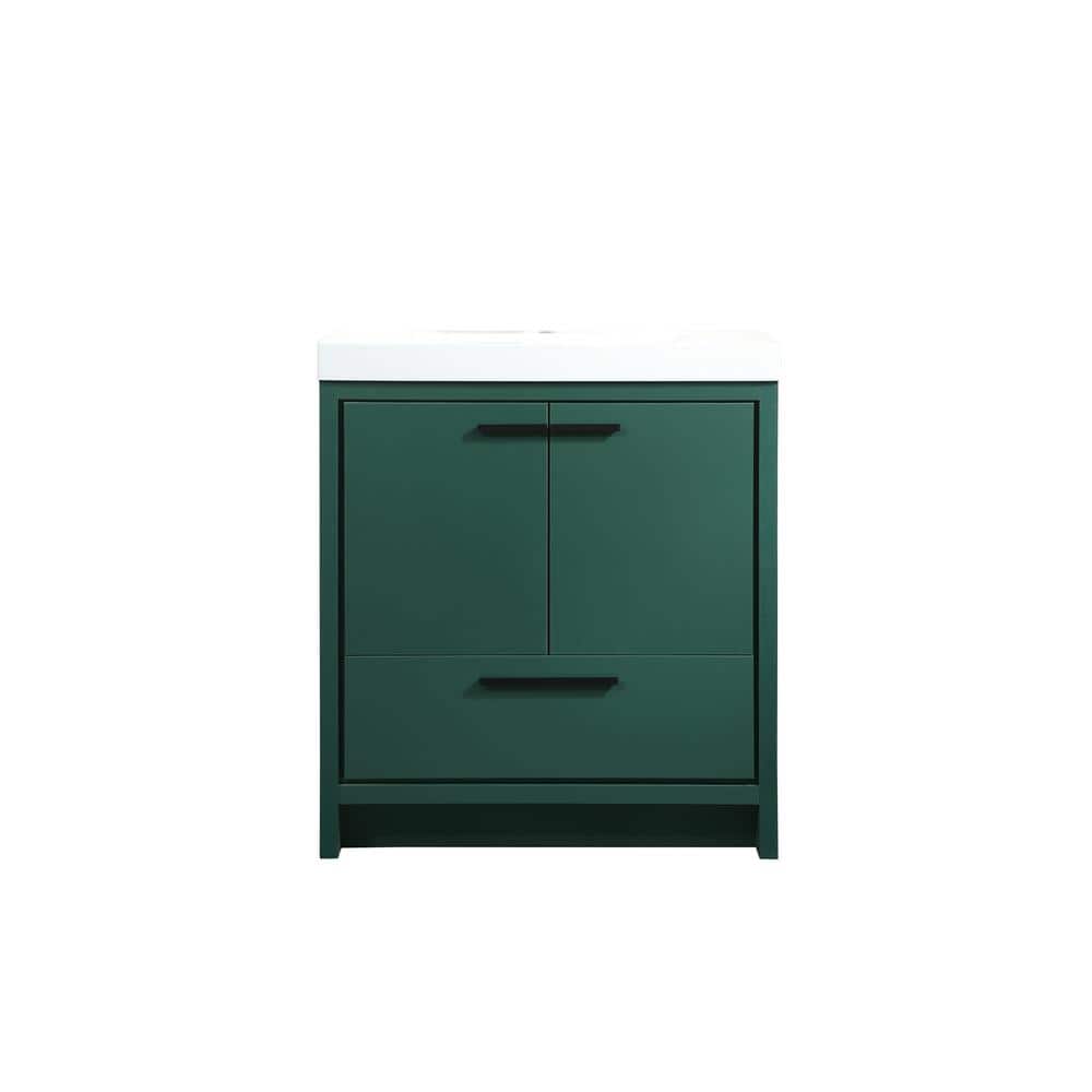 Simply Living 30 in. Single Bathroom Vanity in Green with Resin Vanity Top 
