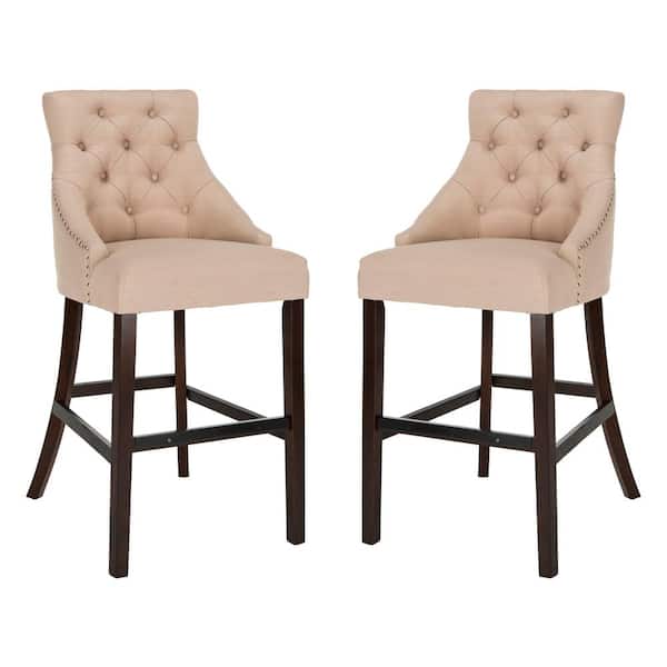 SAFAVIEH Eleni 45 in. Beige Wooden Bar Stool (Set of 2)