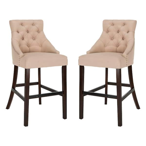 SAFAVIEH Eleni 45 in. Beige Wooden Bar Stool (Set of 2)