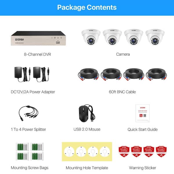 ZOSI 8-Channel H.265+ 5MP-Lite DVR Security Camera System with 4