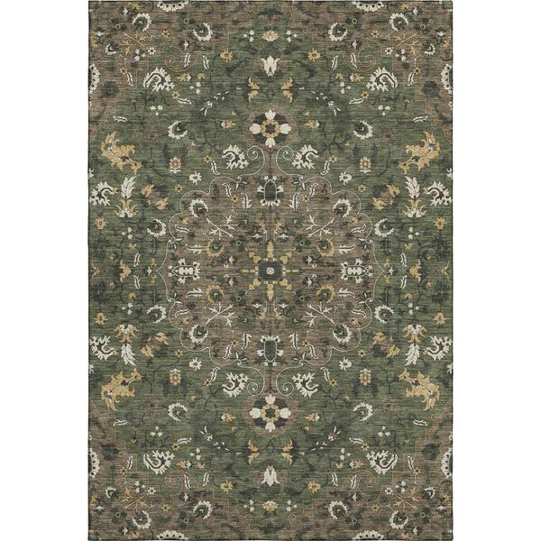 Mayfield Premium Machine Washable Abstract AMF2463 Brown 10 ft. x 14 ft. Area Rug
