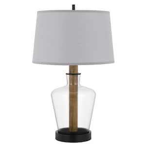 30 in. Clear Metal Table Lamp with Gray Empire Shade