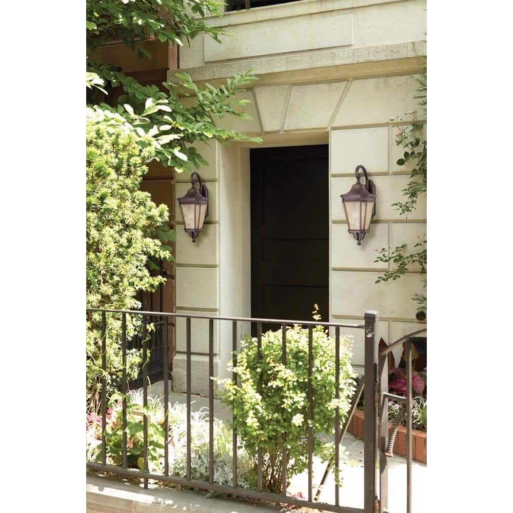 Grecian Bronze 2-Light Outdoor Wall Sconce with Clear Beveled Glass