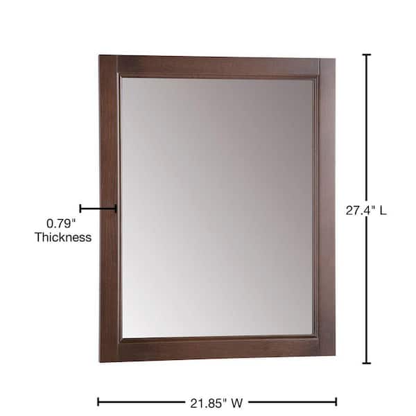 Chelsea 22 in. W x 27 in. H Rectangular Wood Framed Wall Bathroom Vanity Mirror in Cognac
