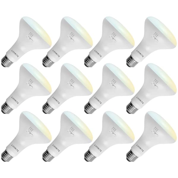 LUXRITE 65-Watt Equivalent BR30 Dimmable LED Flood Light Bulb Damp Rated 3 Color Options (12-Pack)