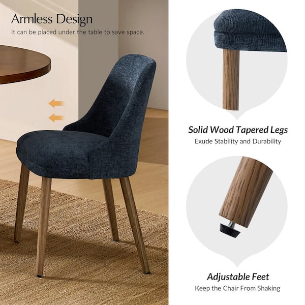 JAYDEN CREATION Dyron Navy 19.25 in. Modern Upholstered Dining