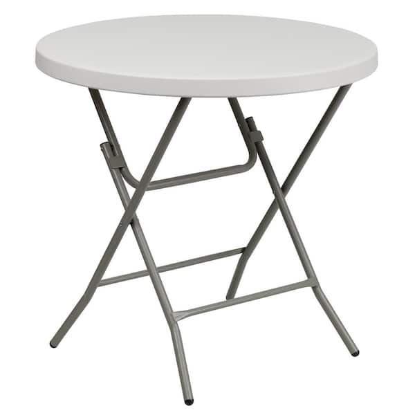 Carnegy Avenue 31.5 in. Granite White Plastic Tabletop Metal Frame Folding Table