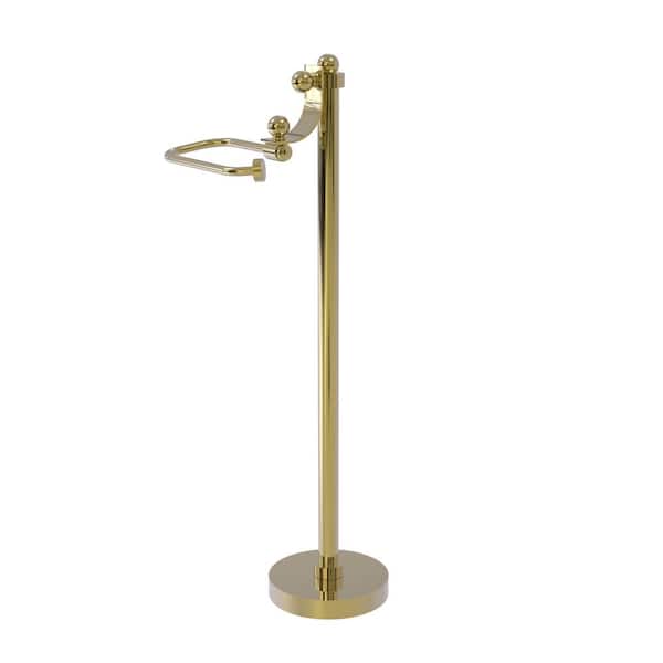 Allied Brass Free Standing European Style Toilet Toilet Paper Holder in Unlacquered Brass