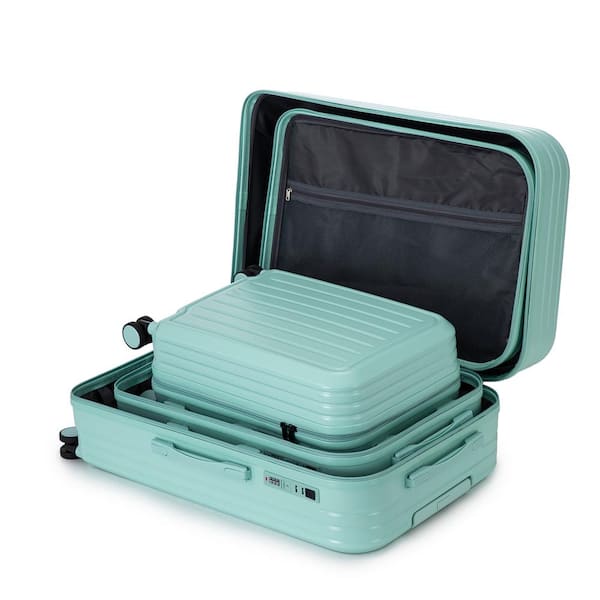 Tatahance 3-Piece Mint Green ABS Hardside Spinner Luggage