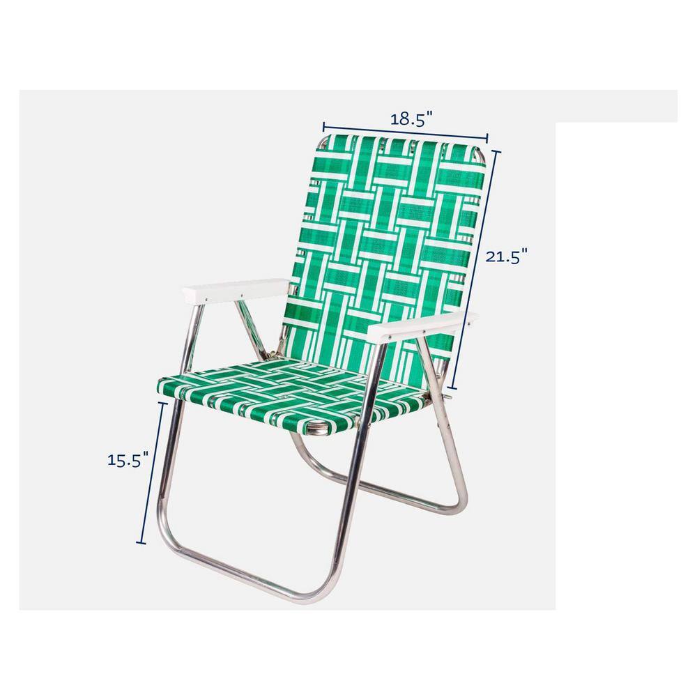 Blue and White High Back Aluminum Beach Chair with Arms