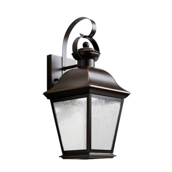 KICHLER Mount Vernon 1-Light Olde Bronze Outdoor Hardwired Wall Lantern Sconce with Integrated LED (1-Pack)