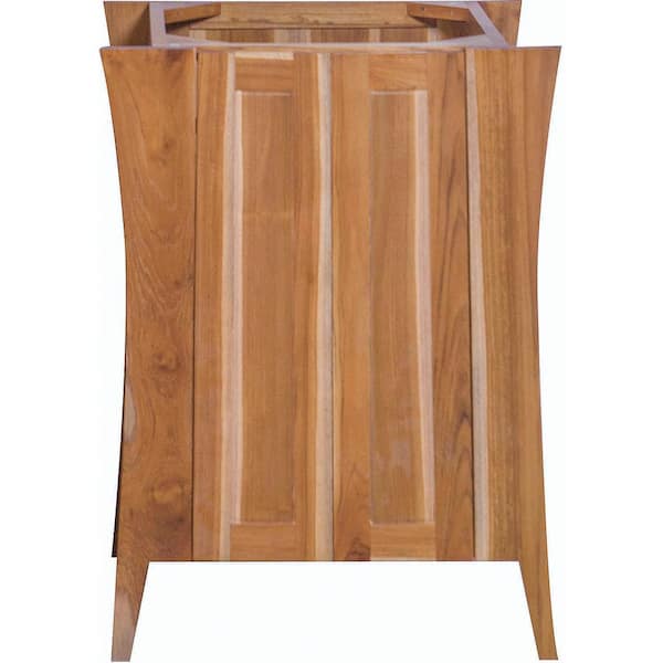 EcoDecors Curvature 24 in. L Teak Vanity Cabinet Only in Natural Teak