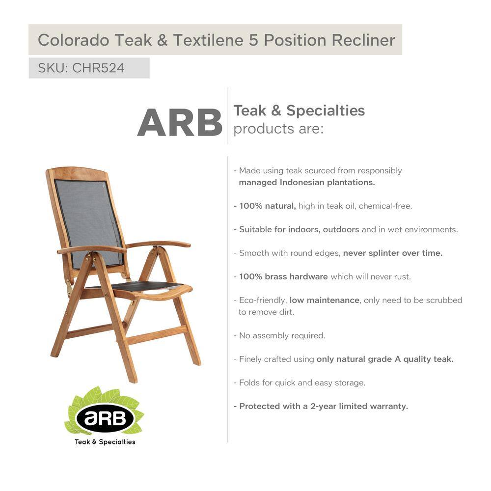 Arb Teak Brown Recliner Chair with Mesh Seat