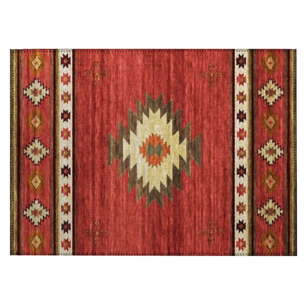 Addison Rugs Sonora Red 1 ft. 8 in. x 2 ft. 6 in. Geometric Indoor/Outdoor Area Rug