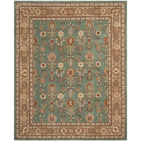Total Performance 9 ft. x 12 ft. Blue/Taupe Distressed Border Area Rug