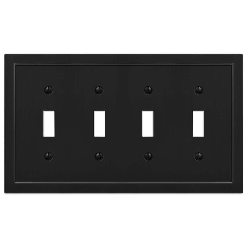 Bethany Black Cast Metal 4-Gang Toggle Wallplate