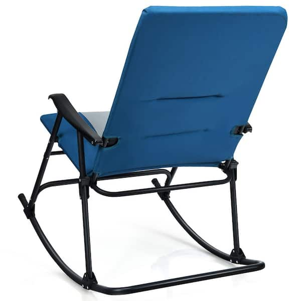 HONEY JOY Blue Foldable Rocking Chair Enlarged Rocker Chair with