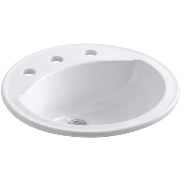 STERLING Modesto 19 in. Round Drop-In Vitreous China Bathroom Sink in White with Overflow Drain