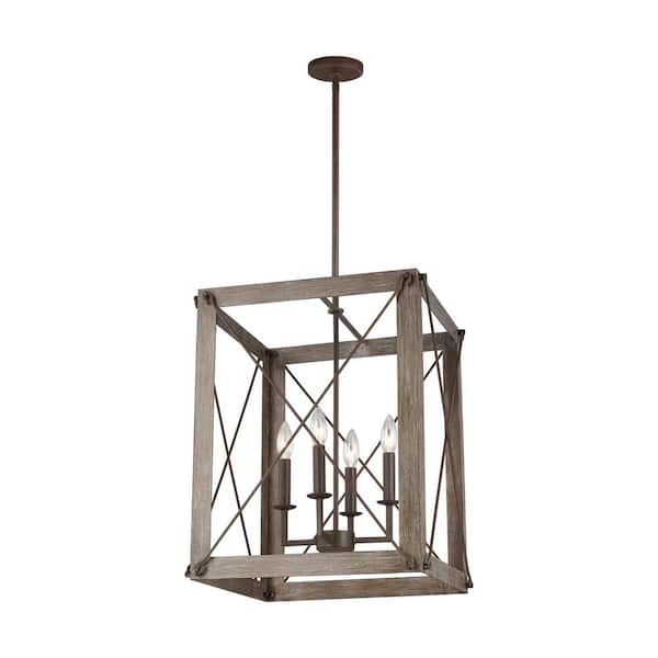 Generation Lighting Thornwood Medium 4-Light Washed Pine Hall/Foyer Pendant