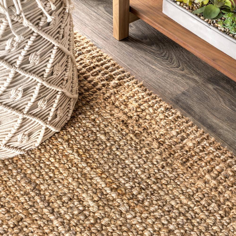 Ivory Handmade Braided Reversible Jute Area Rug